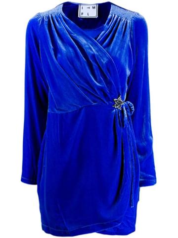 In The Mood For Love Mary Jane Mini Wrap Dress - Blue