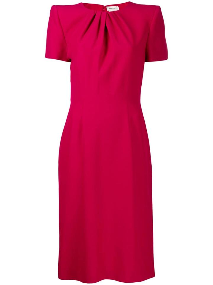 Alexander Mcqueen Leaf Midi Pencil Dress - Pink