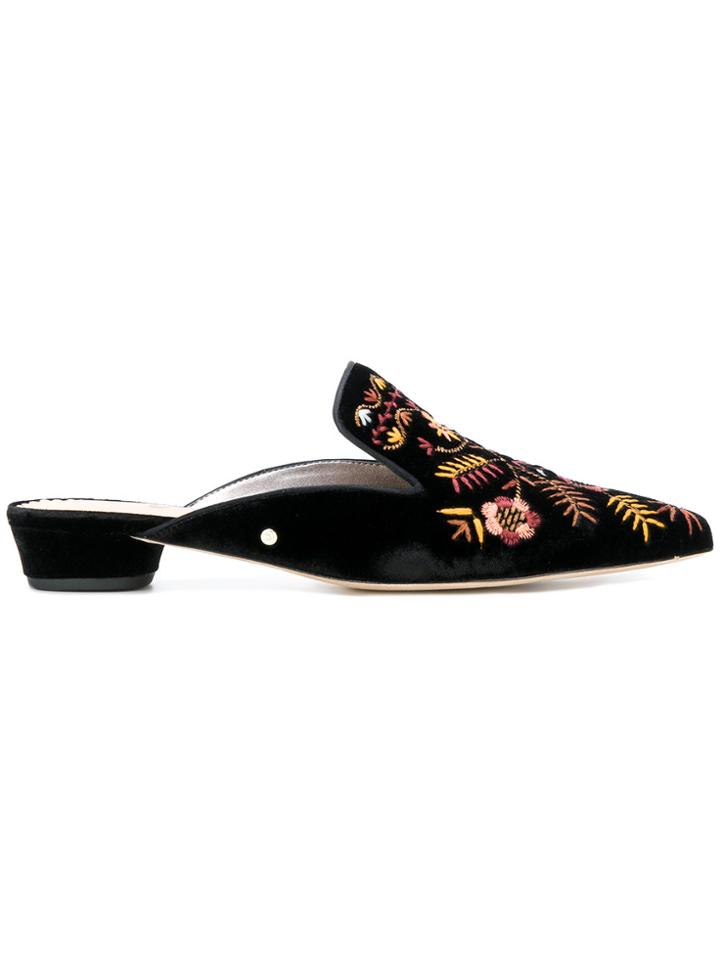 Sam Edelman Ansley Embroidered Mules - Black