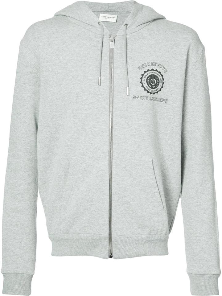 Saint Laurent College Hoodie, Men's, Size: Small, Grey, Cotton/polyamide