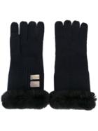 N.peal Cashmere Gloves, Women's, Blue, Rabbit Fur/cashmere