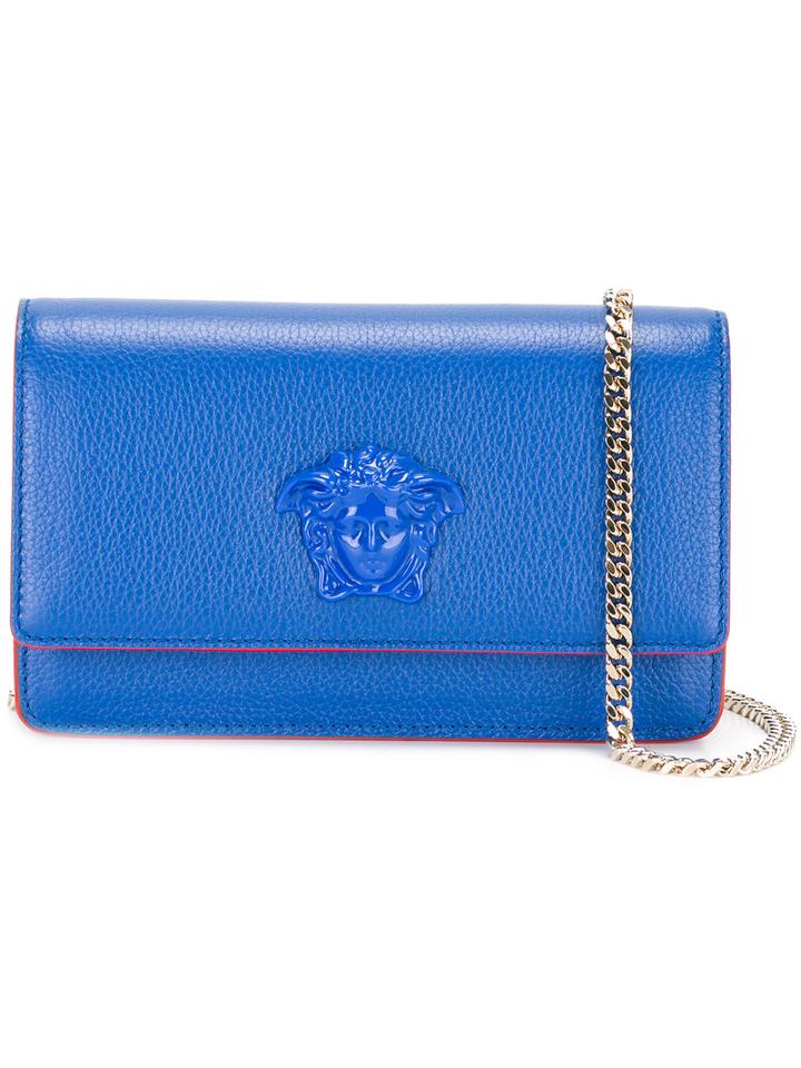 Versace Medusa Chain Strap Bag, Women's, Blue, Calf Leather