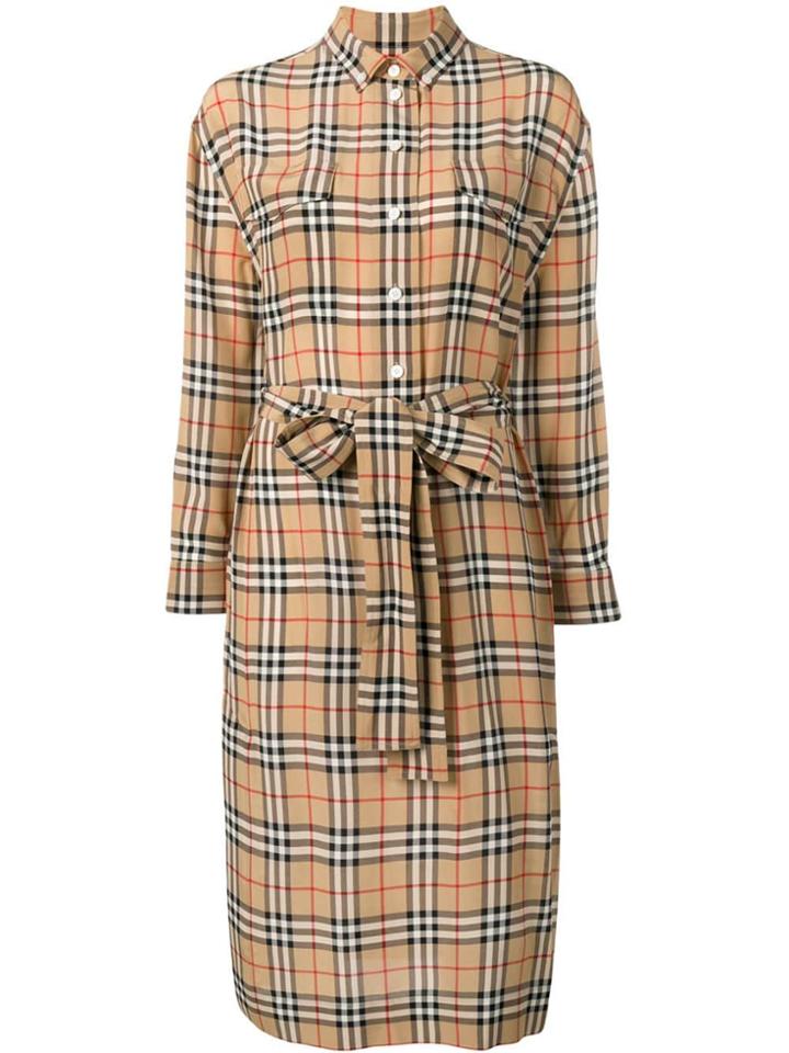 Burberry Vintage Check Tie-waist Dress - Neutrals