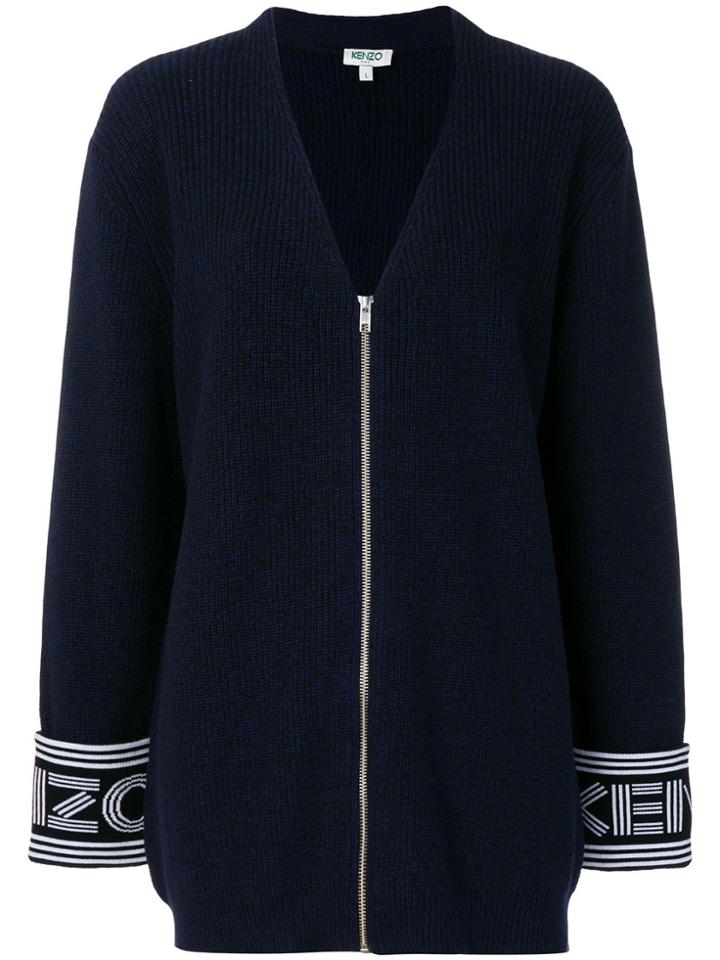 Kenzo Logo Cuff Cardigan - Blue