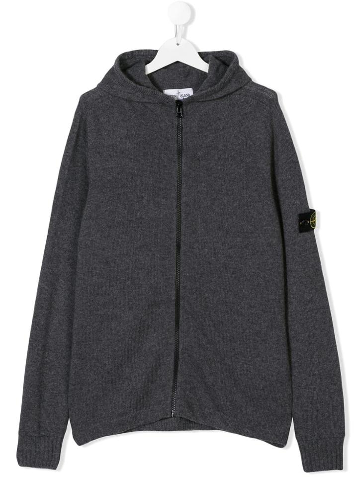 Stone Island Junior Zipped Hooded Sweater - Grey