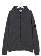 Stone Island Junior Zipped Hooded Sweater - Grey