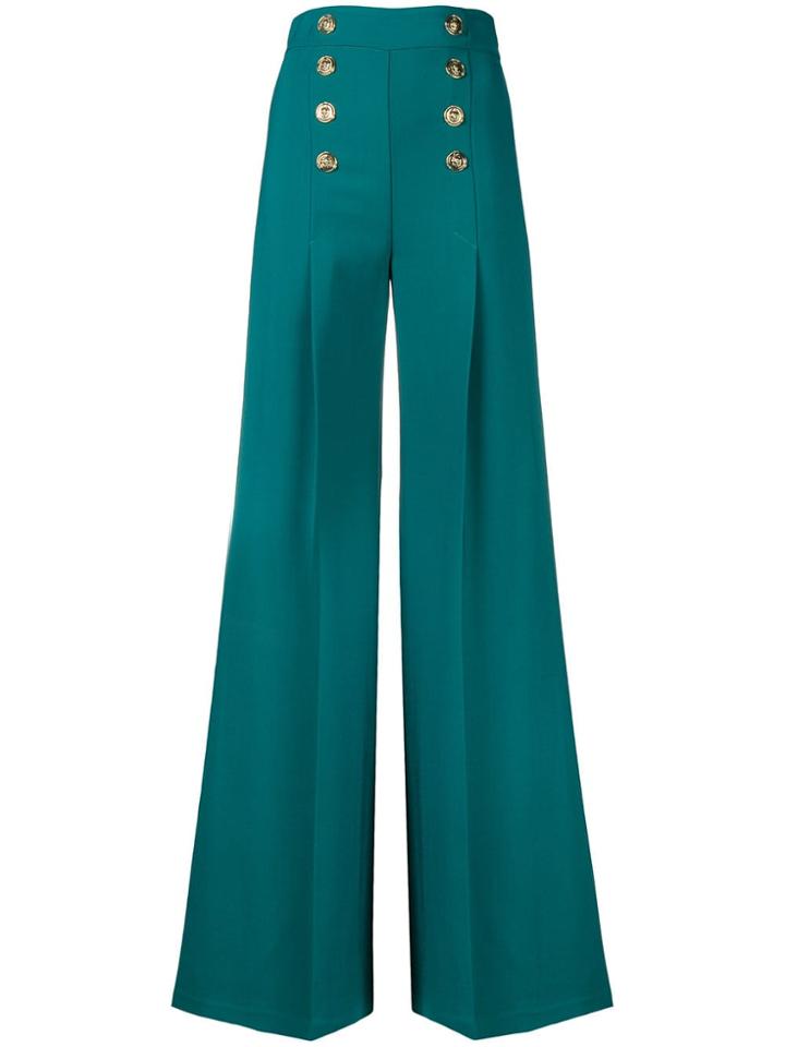 Elisabetta Franchi Nautical Palazzo Pants - Green