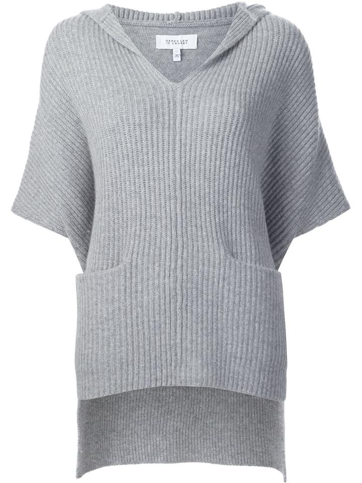 Derek Lam 10 Crosby Hooded Ribbed Blouse, Women's, Size: Small, Grey, Cashmere/wool
