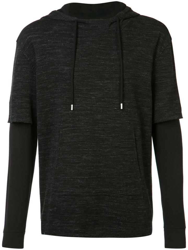 Atm Anthony Thomas Melillo Double Sleeve Hoodie, Men's, Size: Large, Black, Cotton/polyester