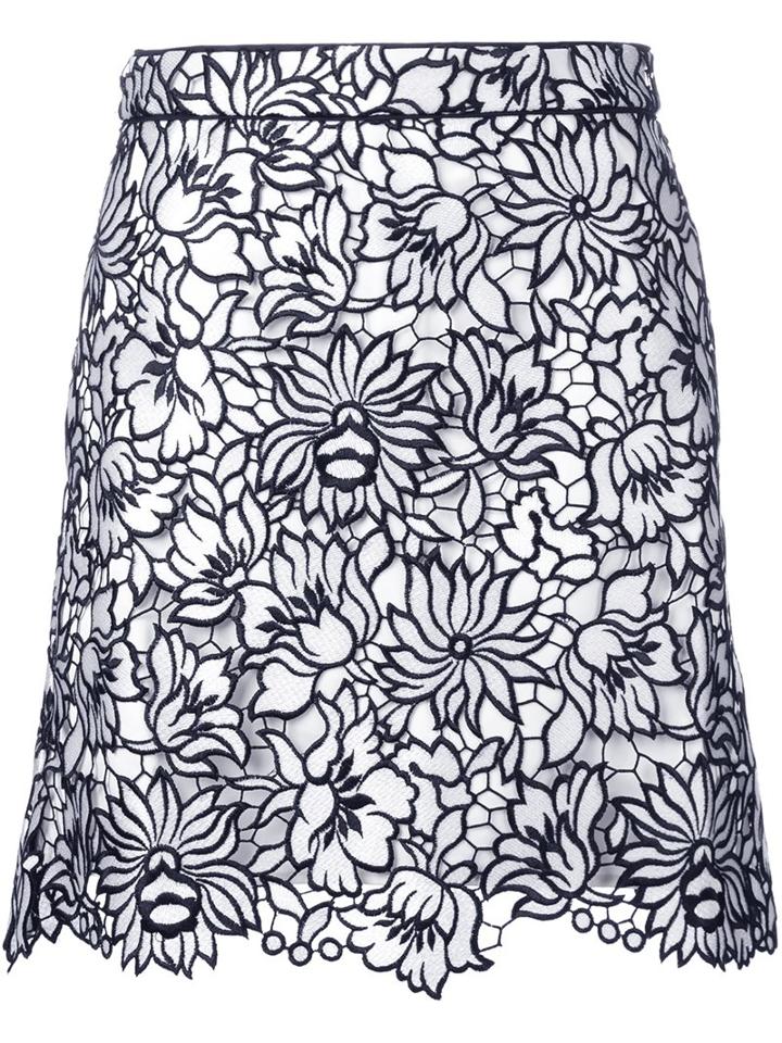 Self-portrait 'poppy' Skirt, Women's, Size: 10, White, Cotton/polyester
