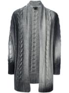 Avant Toi Long Cable-knit Cardigan, Men's, Size: Large, Grey, Cashmere