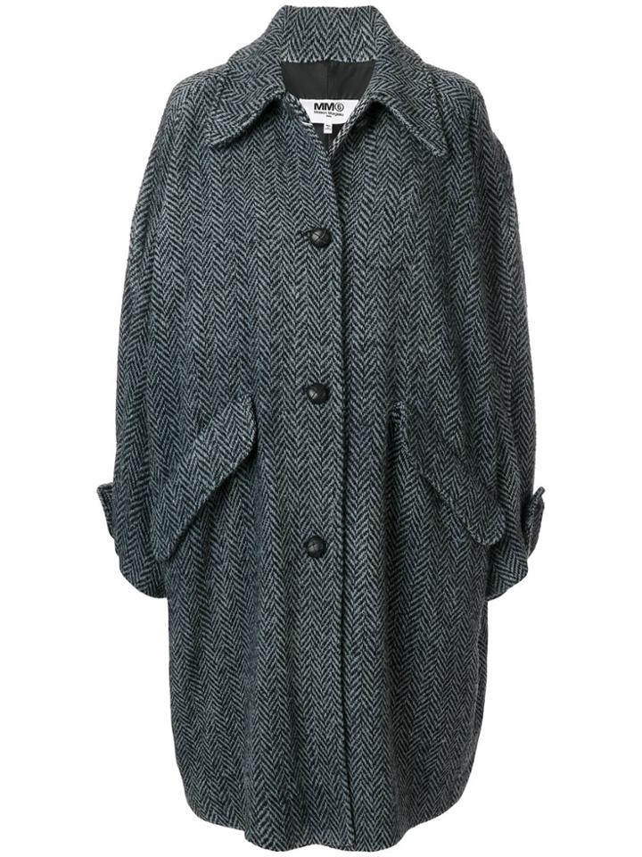 Mm6 Maison Margiela Oversized Chevron Knit Coat - Black