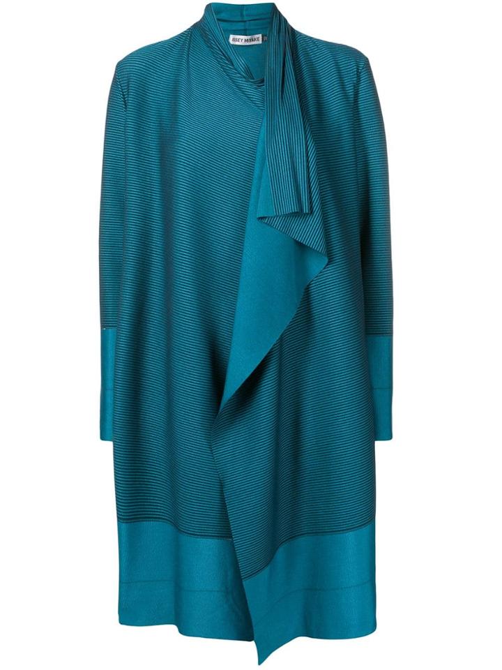 Issey Miyake Striped Draped Coat - Blue