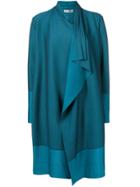 Issey Miyake Striped Draped Coat - Blue