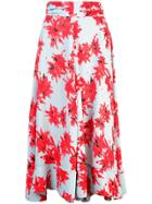Proenza Schouler Splatter Floral Seamed Skirt - Red