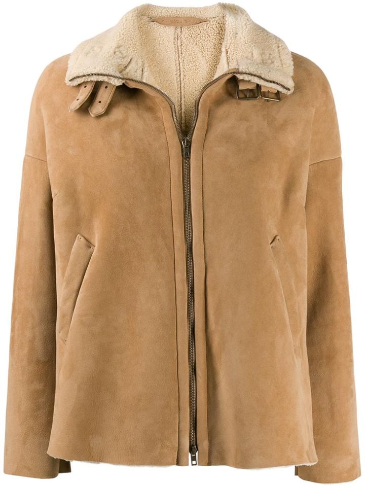 Salvatore Santoro Zipped Shearling Lined Jacket - Neutrals