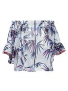Emilio Pucci Printed Off Shoulder Blouse, Women's, Size: 42, Rayon/other Fibers/silk/spandex/elastane