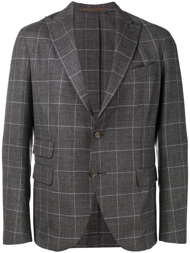 Eleventy Check Formal Blazer - Grey