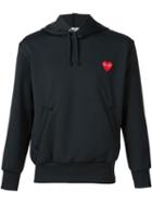 Comme Des Garçons Play Heart Application Hoodie, Men's, Size: Medium, Black, Polyester