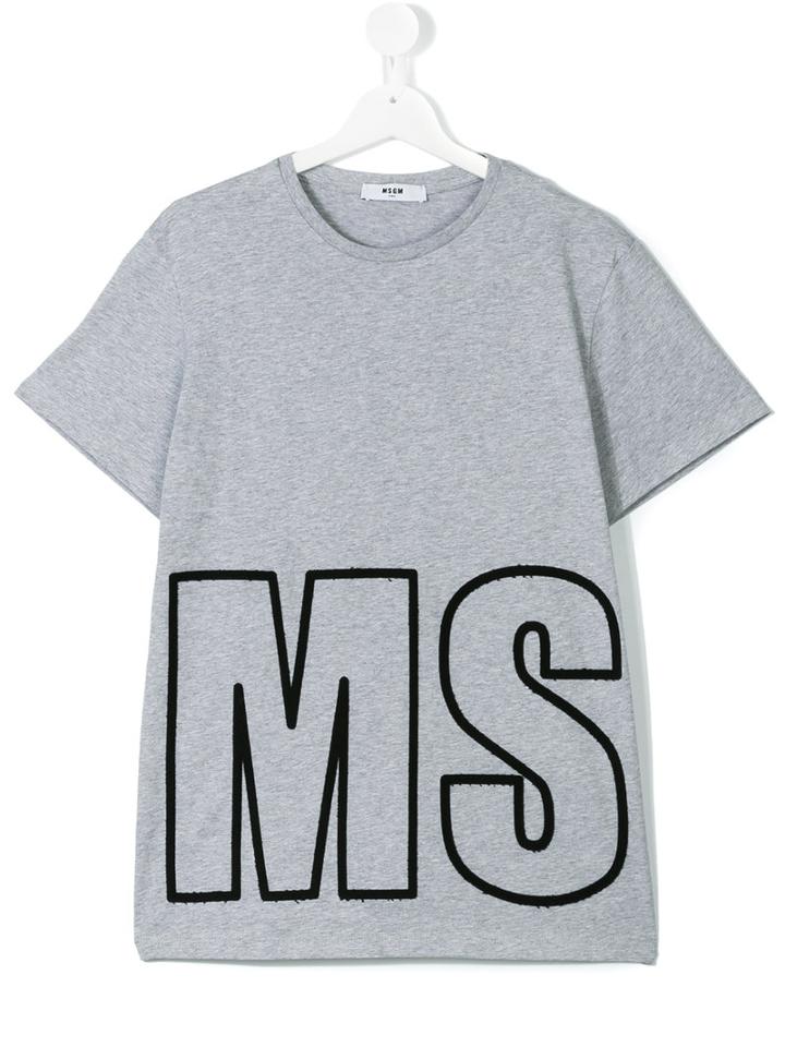 Logo Print T-shirt - Kids - Cotton - 14 Yrs, Grey, Msgm Kids