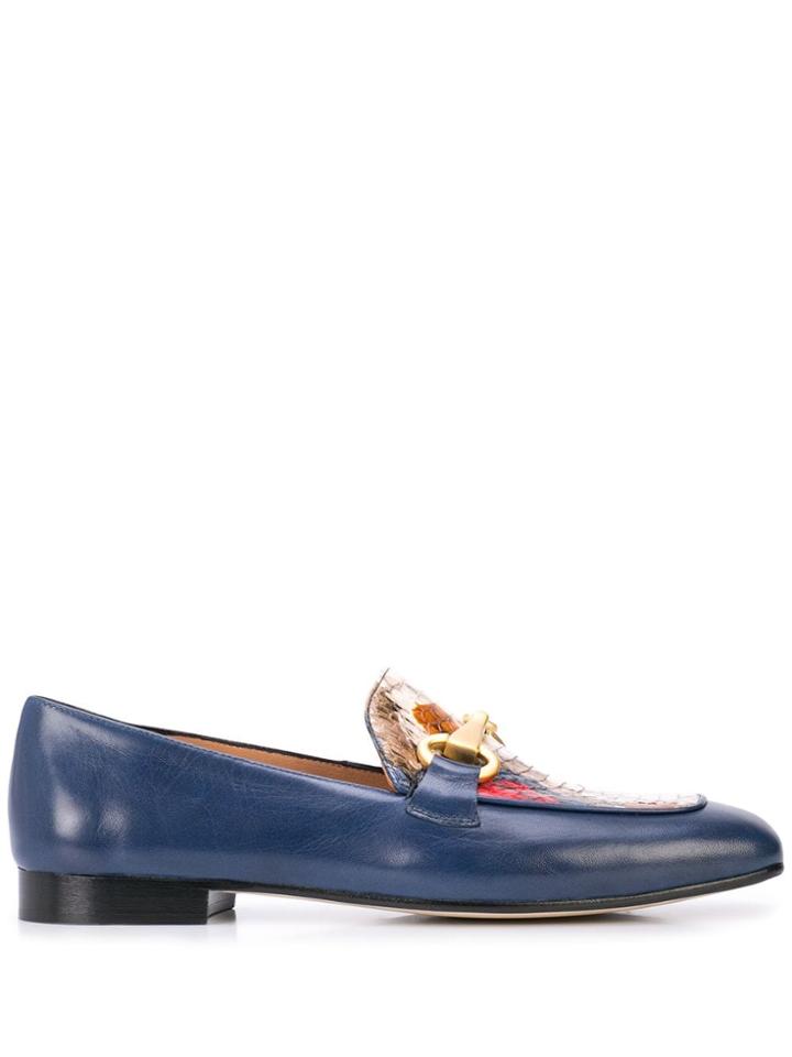 Madison. Maison Snakeskin Embossed Loafers - Blue