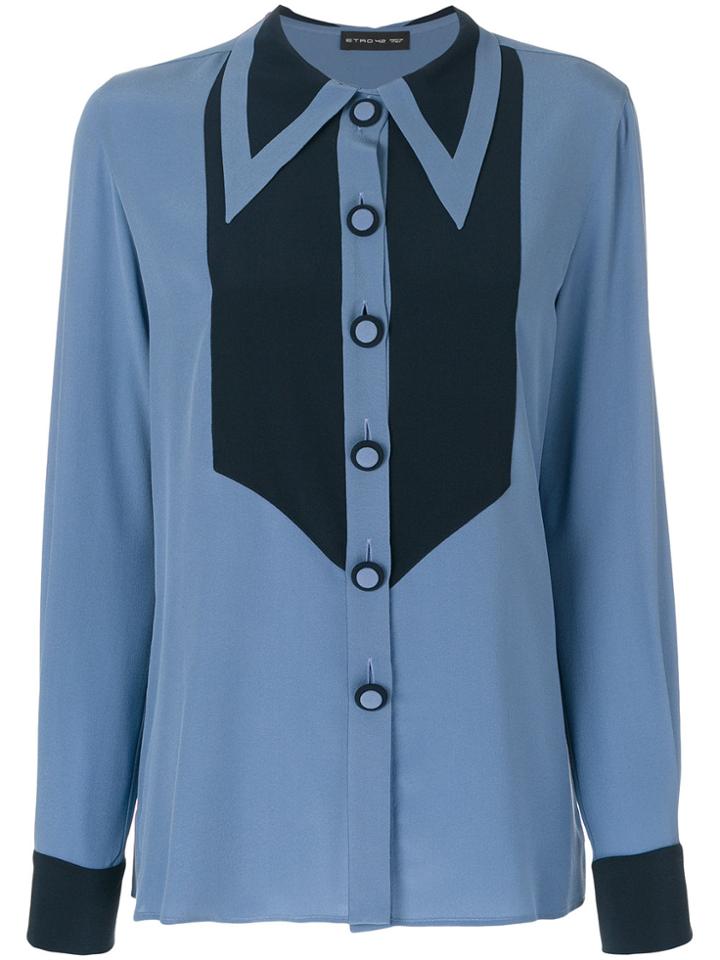 Etro Geometric Detail Tonal Shirt - Blue