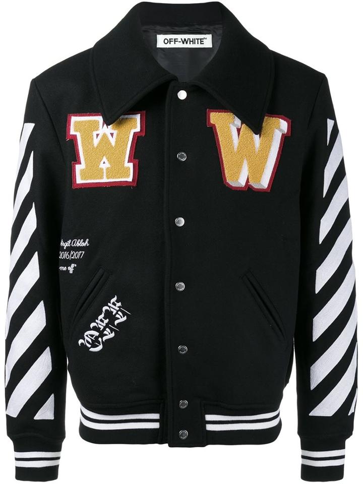 Off-white Striped Sleeve Bomber Jacket
