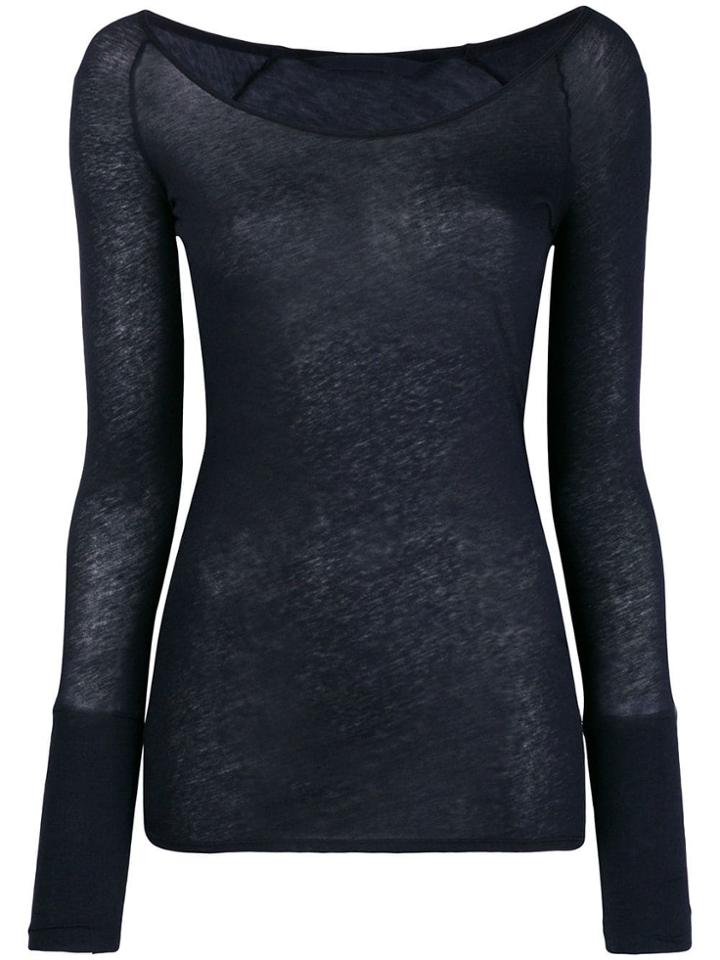 Humanoid Scoop Neck Long Sleeved Top - Blue