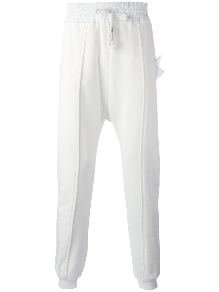 Damir Doma Thick Elasticated Waistband Sweatpants, Men's, Size: Large, White, Cotton