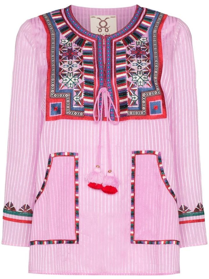 Figue Lily Embroidered Stripe Top - Pink