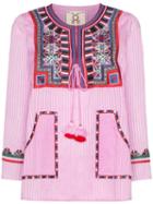 Figue Lily Embroidered Stripe Top - Pink