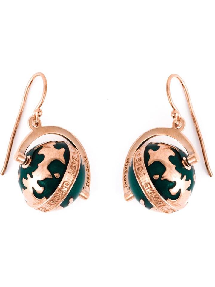 True Rocks Globe Drop Earrings, Women's, Green, Rose Gold Plated Sterling Silver