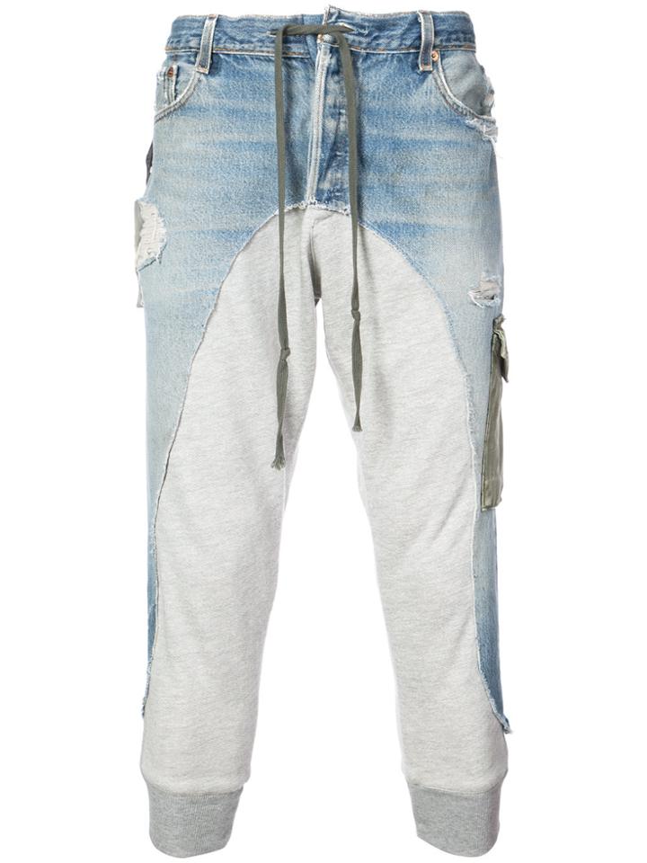 Greg Lauren Denim Fleece Lounge Pants - Blue