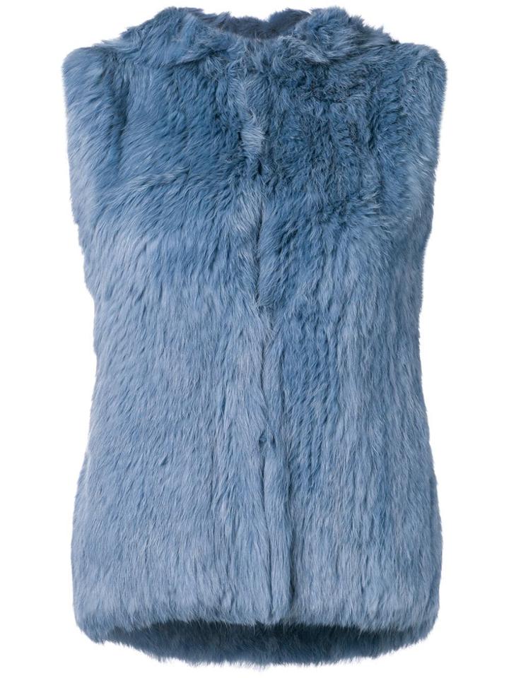 Yves Salomon Hooded Gilet - Blue