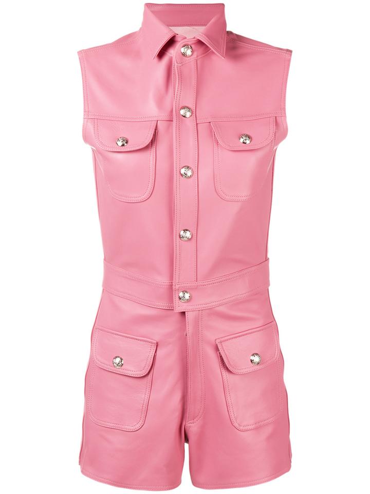Manokhi Fitted Biker Playsuit - Pink & Purple