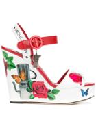 Dolce & Gabbana Floral Wedge Sandals - White