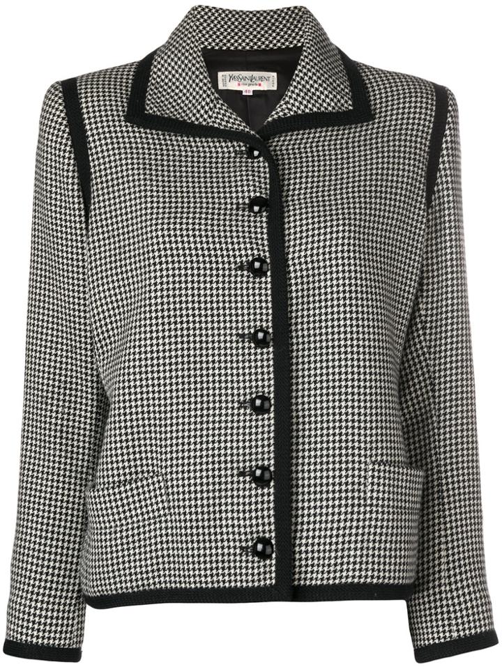Yves Saint Laurent Vintage Boxy Houndstooth Blazer - Black