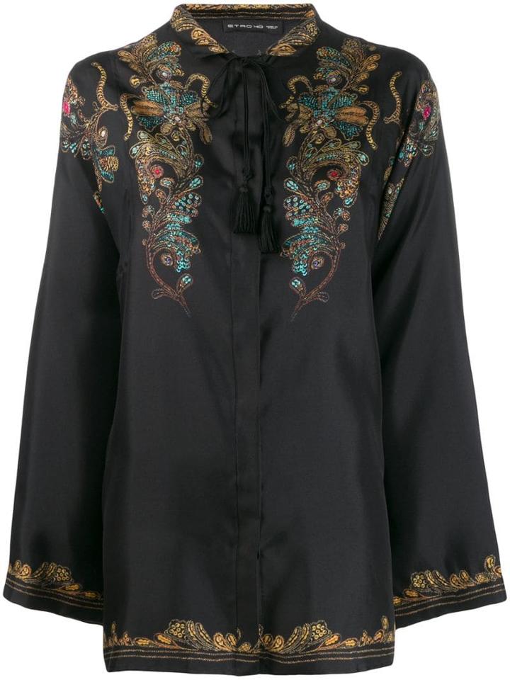 Etro Flared Mandarin Blouse - Black