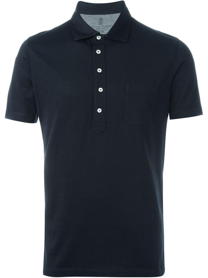 Brunello Cucinelli Classic Polo Shirt, Men's, Size: Xxl, Blue, Silk/cotton