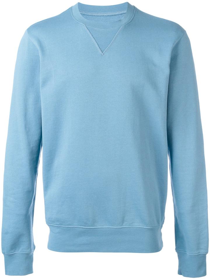 Maison Margiela Elbow Patch Sweatshirt, Men's, Size: 54, Blue, Cotton/calf Leather