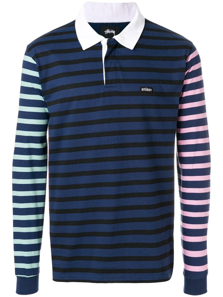 Stussy Long Sleeved Polo Shirt - Blue
