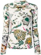 Tory Burch Happy Times Printed Turtleneck Top - White