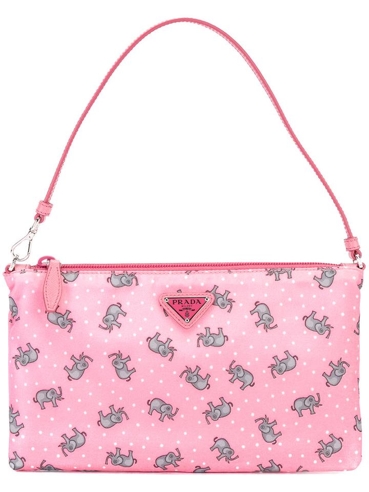 Prada Elephant Print Clutch Bag, Women's, Pink/purple, Calf Leather/polyester