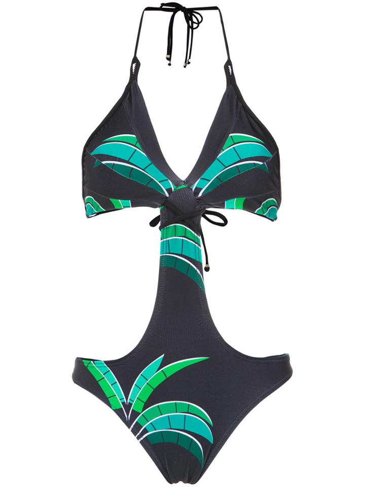 Amir Slama Tropical Print Swimsuit - Black