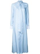 Monse Tied Neck Striped Shirt, Size: 2, Blue, Silk