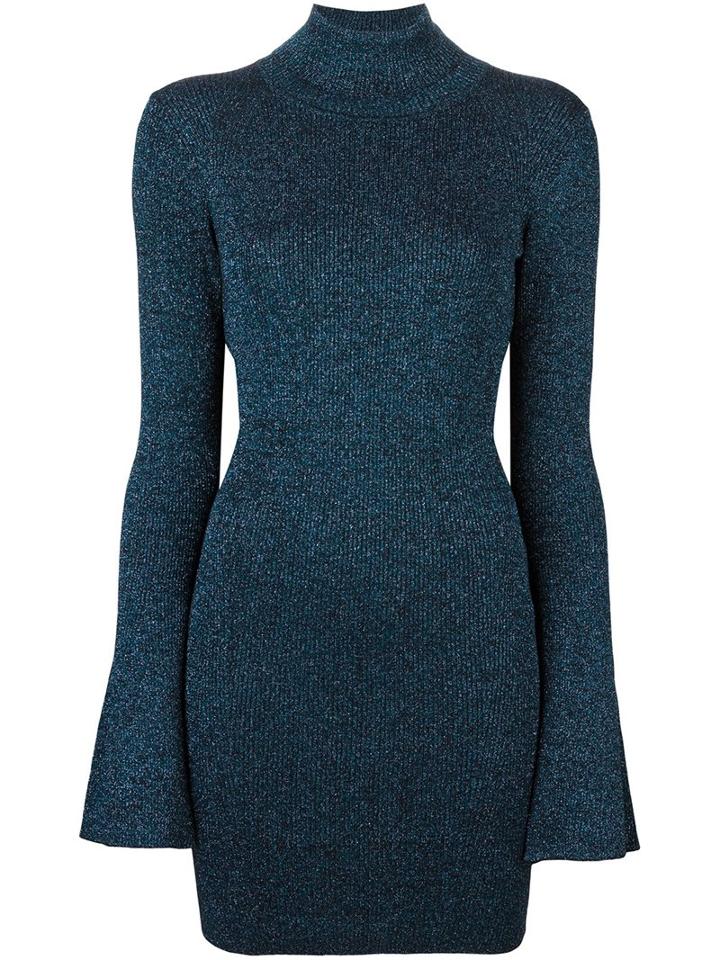 By Malene Birger Turtleneck Metallic Pullover, Women's, Size: Large, Blue, Polyamide/polyester/viscose/metallic Fibre