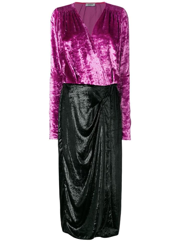Attico Colour Block Wrap Dress - Pink & Purple