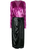 Attico Colour Block Wrap Dress - Pink & Purple