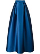 Alberta Ferretti Pleat Detail Full Skirt, Women's, Size: 42, Blue, Polyester/silk