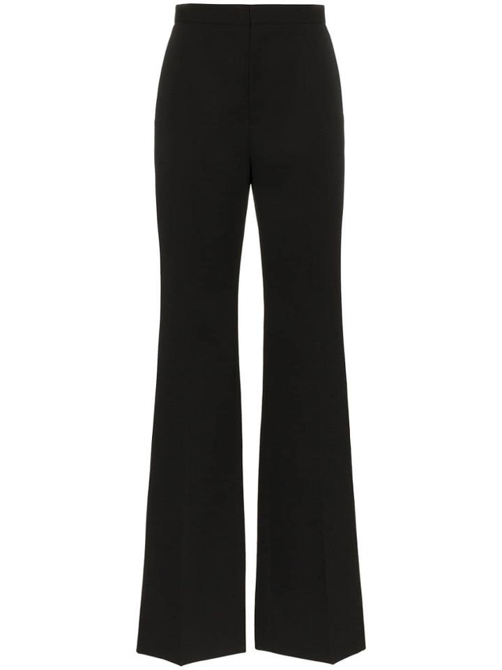Givenchy High Waisted Wide Leg Wool Trousers - Black